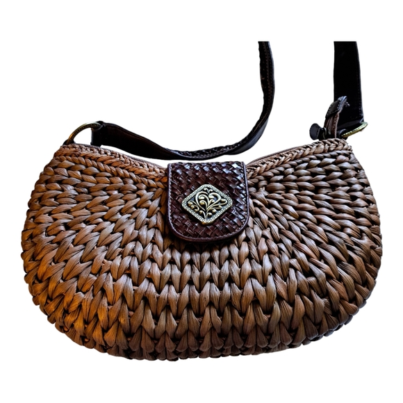 Coldwater Creek Straw Half Moon Handbag Purse - Picture 1 of 6